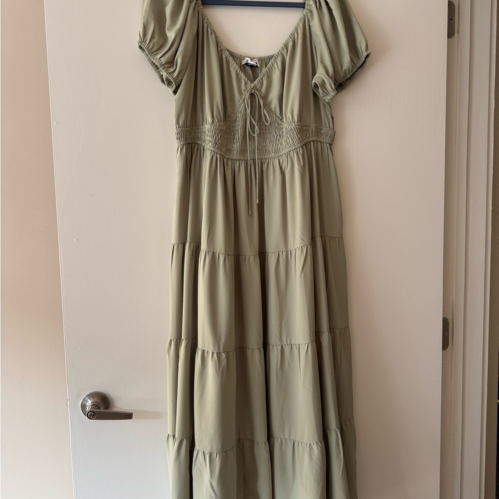 Elegant Olive Green Maxi Dress